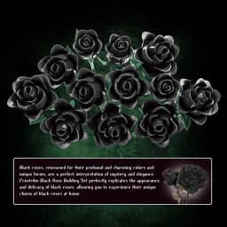 12PC Black Rose Building Blocks Plant Bouquet Simulated Roses Flowers Gothic Decoration Home Display Holiday Gifts Kids Toys