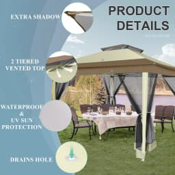 3x3M Waterproof Stable Folding Pavilion,Pop-up Garden Pavilion with 4 sidewalls Mosquito Net,Party tent,Double roof For Garden