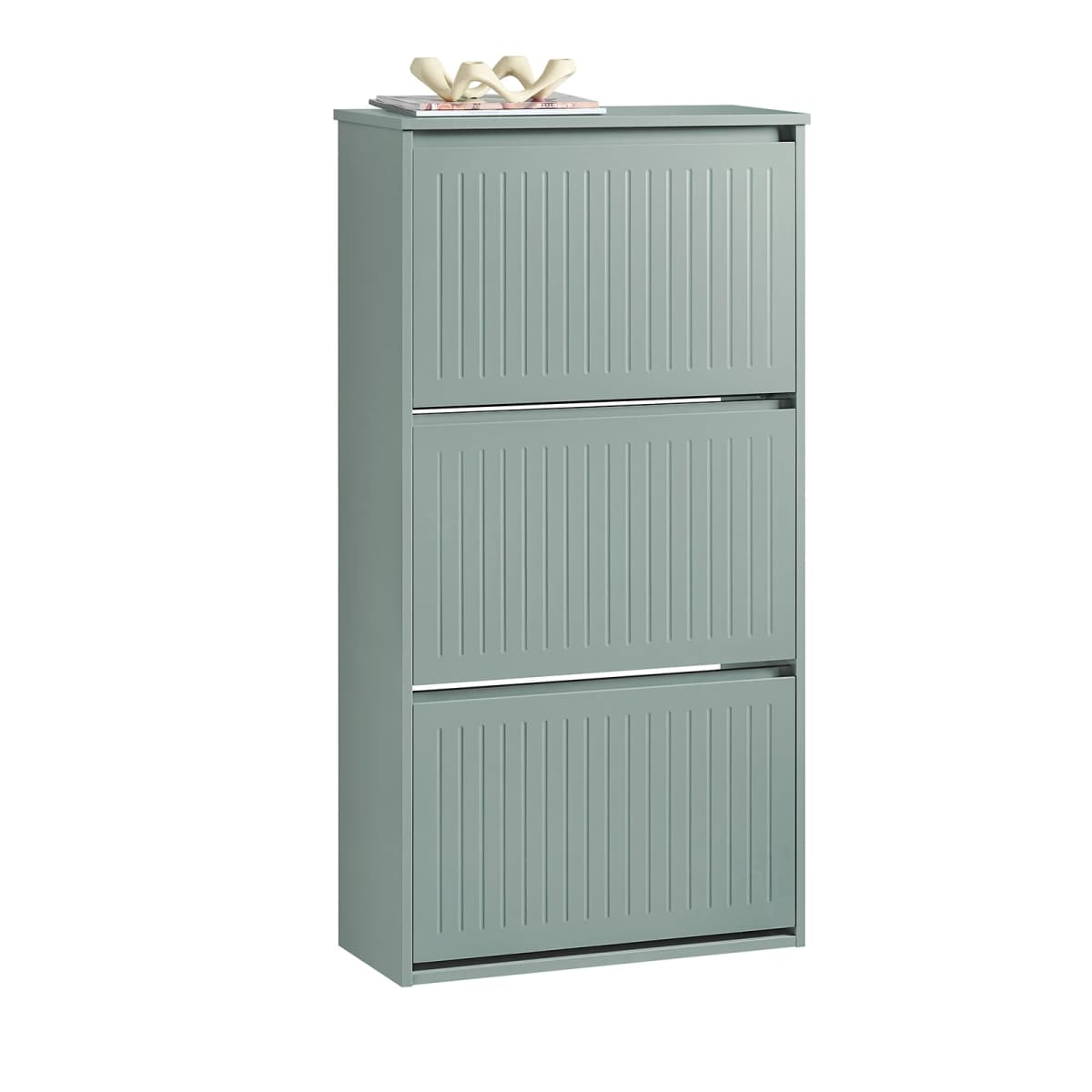 SoBuy FSR165-H 3 flap shoe shelf shoe cabinet narrow shoe rack with 6 shelf surfaces shoe chest of drawers