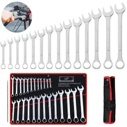 25pc Wrench Set Ultra-thin 6-28/30/32mm Open End Wrench Set Plum Blossom Wrench Dual-purpose Wrench Kit Car Repairing Tools