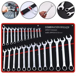 25pc Wrench Set Ultra-thin 6-28/30/32mm Open End Wrench Set Plum Blossom Wrench Dual-purpose Wrench Kit Car Repairing Tools