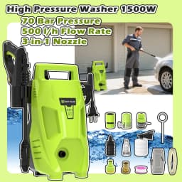 Home and Garden High Pressure Washer 1500W, 70 Bar Pressure, 500 l/h Flow Rate, with 3-in-1 Nozzle