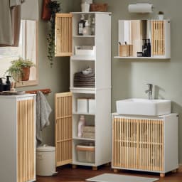 SoBuy BZR127-W High wardrobe bathroom wardrobe bath wardrobe narrow bathroom shelf bathroom wardrobe bathroom furniture BHT approx. 33x165x33
