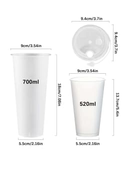 SAEIV 520/700ml Party Cups with Lid - High quality PP cups for DIY cocktails and other drinks, BPA free, -20℃ to 100
