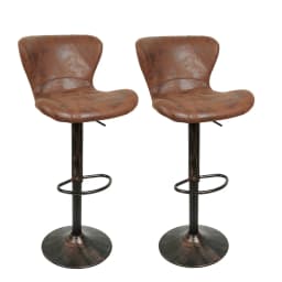 Set of 2 bar stools | Counter stools height adjustable | Bar chairs with footrest | Counter chairs with trumpet base