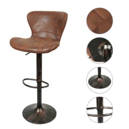 Set of 2 bar stools | Counter stools height adjustable | Bar chairs with footrest | Counter chairs with trumpet base