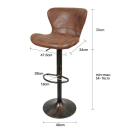 Set of 2 bar stools | Counter stools height adjustable | Bar chairs with footrest | Counter chairs with trumpet base