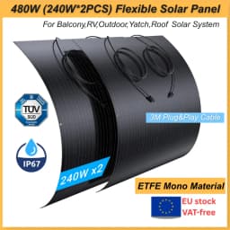 High-Efficiency ETFE Monocrystalline 240W 2-Piece/4-Piece (480W/960W) Output Flexible Solar Panel for Balcony, RV, and Camping Charging System