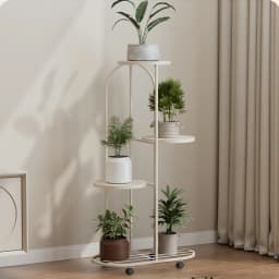 Plant Shelving Flower Pot Holder, Wrought Iron Corner Multiple Planter Rack Organizer with Wheels For Room Corner Balcony Garden