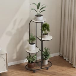 Plant Shelving Flower Pot Holder, Wrought Iron Corner Multiple Planter Rack Organizer with Wheels For Room Corner Balcony Garden
