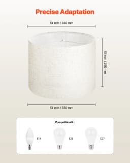 SucceBuy Drum Lamp Shade Medium Drum Linen Lampshade Replacement Lamp Shade for Table Lamps Floor Lamps Pendant Lights
