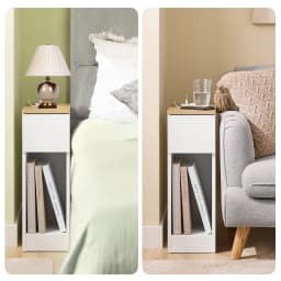 Sobuy Fbt111-E-Wn Narrow Side Table with Standard Power Outlet, USB Port, Type-C Port for Bedroom Living Room White
