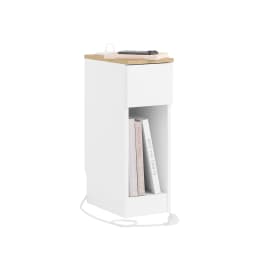 Sobuy Fbt111-E-Wn Narrow Side Table with Standard Power Outlet, USB Port, Type-C Port for Bedroom Living Room White