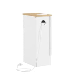 Sobuy Fbt111-E-Wn Narrow Side Table with Standard Power Outlet, USB Port, Type-C Port for Bedroom Living Room White
