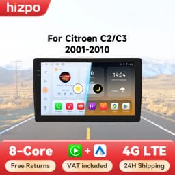 Hizpo 9 inch Multimedia For Citroen C2 C3 2001 2002 2003 - 2010 Android Auto Car Radio Player GPS Navigation Carplay QLED Screen