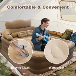 2 Persons Folding Inflatable Mattress Camping Home Indoor Outdoor Air Cushion 48cm High Bed Lazy Laying Soft Skin-friendly