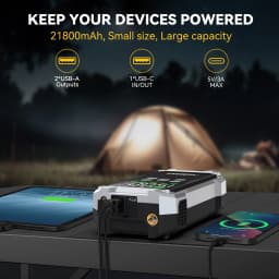 YUSMAN 5000A Peak Car Jump Starter, 150PSI Air Compressor, Portable Flashlight, Power Bank for 12V Cars
