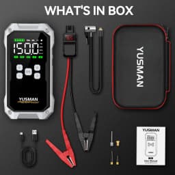 YUSMAN 5000A Peak Car Jump Starter, 150PSI Air Compressor, Portable Flashlight, Power Bank for 12V Cars