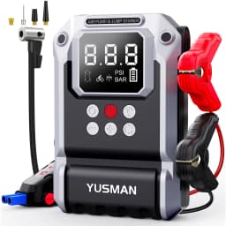 YUSMAN 5000A Peak Car Jump Starter, 150PSI Air Compressor, Portable Flashlight, Power Bank for 12V Cars