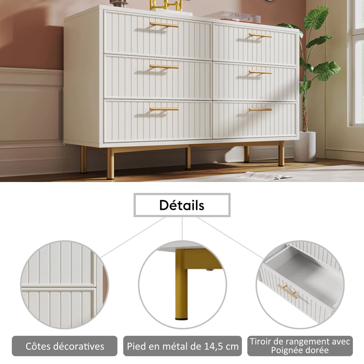 3-Layer Storage Cabinet with 6 Removable Drawers Large Capacity Multifunctional Storage Chest for Home Living Room Bookshelf Box