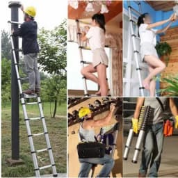 Aluminium Telescopic Ladder 150 kg Capacity – EN131 Straight Extendable Ladder, Lightweight & Portable for Home, Loft & Garden