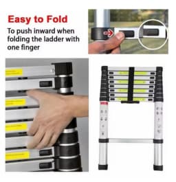 Aluminium Telescopic Ladder 150 kg Capacity – EN131 Straight Extendable Ladder, Lightweight & Portable for Home, Loft & Garden
