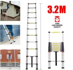 Aluminium Telescopic Ladder 150 kg Capacity – EN131 Straight Extendable Ladder, Lightweight & Portable for Home, Loft & Garden