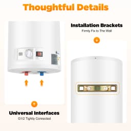 50L Electric Water Heater, 2000W Vertical Water Heater with Digital Display & Faucet, Wall Mounted for Bathroom Kitchen