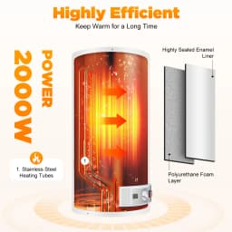 50L Electric Water Heater, 2000W Vertical Water Heater with Digital Display & Faucet, Wall Mounted for Bathroom Kitchen