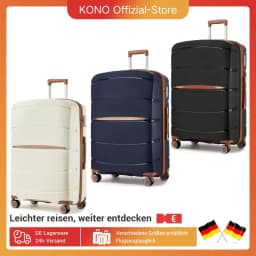 S/M/L Kono Carry-On Suitcase - Lightweight Polypropylene Hardside Trolley Luggage with 4 Spinner Wheels & Tsa Lock
