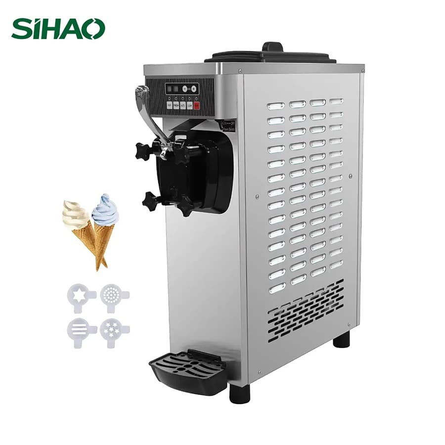 SIHAO Desktop single head ice cream machine 8116F 220V European plug fresh-keeping puffing shortage alarm suitable for catering