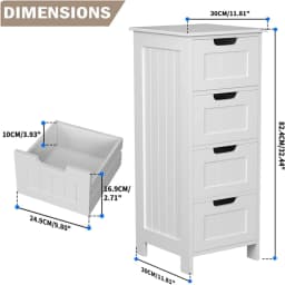 BRIEFNESS Bathroom Cabinet 4 Drawers Freestanding Storage Cabinet Bedside Cabinet 5-Drawer Cabinet Waterproof Easy to Assemble
