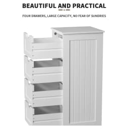 BRIEFNESS Bathroom Cabinet 4 Drawers Freestanding Storage Cabinet Bedside Cabinet 5-Drawer Cabinet Waterproof Easy to Assemble