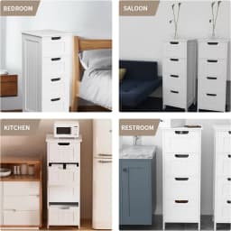 BRIEFNESS Bathroom Cabinet 4 Drawers Freestanding Storage Cabinet Bedside Cabinet 5-Drawer Cabinet Waterproof Easy to Assemble