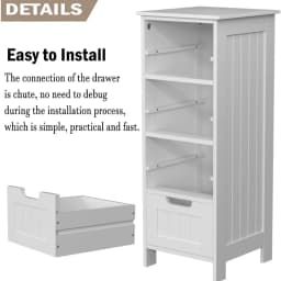 BRIEFNESS Bathroom Cabinet 4 Drawers Freestanding Storage Cabinet Bedside Cabinet 5-Drawer Cabinet Waterproof Easy to Assemble