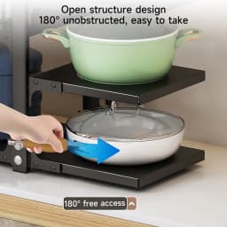 Kitchen Under Sink Storage Pot Holder Multilayer Frying Pan Rice Cooker Storage Rack Adjustable Countertop Floor Storage Shelf