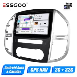 ESSGOO 10.1" Wireless Carplay Android 14 Car Radio For Benz Vito 3 W447 2014-2020 GPS SAT Navi WIFI RDS FM BT Multimedia Player
