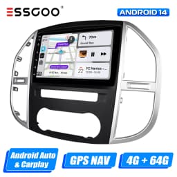 ESSGOO 10.1" Wireless Carplay Android 14 Car Radio For Benz Vito 3 W447 2014-2020 GPS SAT Navi WIFI RDS FM BT Multimedia Player