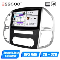 ESSGOO 10.1" Wireless Carplay Android 14 Car Radio For Benz Vito 3 W447 2014-2020 GPS SAT Navi WIFI RDS FM BT Multimedia Player