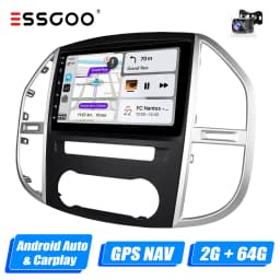 ESSGOO 10.1" Wireless Carplay Android 14 Car Radio For Benz Vito 3 W447 2014-2020 GPS SAT Navi WIFI RDS FM BT Multimedia Player