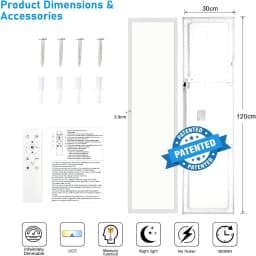 LED Panel Light 120x30 Dimmable with Remote, 40W 4400LM Ceiling Lamp with Memory, 3000K-6500K for Living Room & Bedroom