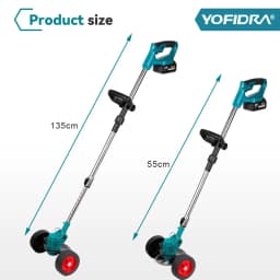 YOFIDRA 100-135cm Electric Lawn Mower 1500W Cordless Foldable Trimmer Pruning Cutting Garden Power Tool For Makita Battery Pin
