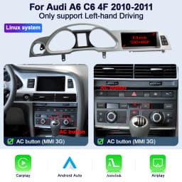AUTOTOP 8G+128G Android 13 Car Multimedia Player For Audi A6 C6 4F 2005-2012 MMI 2G 3G Carplay Android Auto GPS Navi 4G Wifi BT