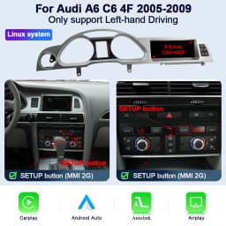 AUTOTOP 8G+128G Android 13 Car Multimedia Player For Audi A6 C6 4F 2005-2012 MMI 2G 3G Carplay Android Auto GPS Navi 4G Wifi BT