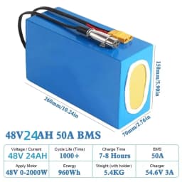 48V 20AH Escooter Battery Pack PVC 60V 25AH Rechargeable Battery with 4A Charger for Electric Scooter Vehicle 1500W 2000W 3000W