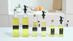 12 Pcs 160ml Glass Oil Bottles with Pour Spout, Portable Refillable Oil Vinegar Dispenser for BBQ Travel, DIY Labels