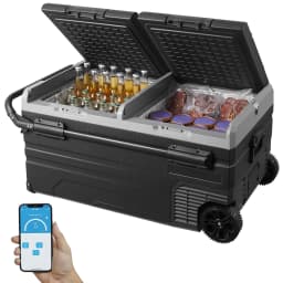 SucceBuy Car Refrigerator 95 L Dual Zone Portable -4℉-68℉ 12/24V DC and 100-240V AC Compressor Cooler for Outdoor Camping