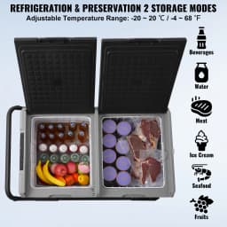 SucceBuy Car Refrigerator 95 L Dual Zone Portable -4℉-68℉ 12/24V DC and 100-240V AC Compressor Cooler for Outdoor Camping