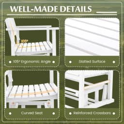 Patio Glider Loveseat Chair, 2-Person Porch Glider Swing Rocking Bench w/ Solid Wood Frame, Slatted Seat & Curved Backrest