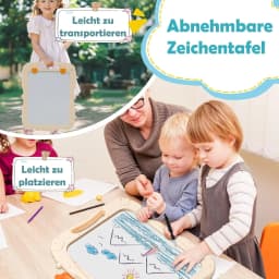 Children's Double-Sided Children's Board Height Adjustable with Whiteboard & Chalkboard,Magnetic Play Board from 2 Year